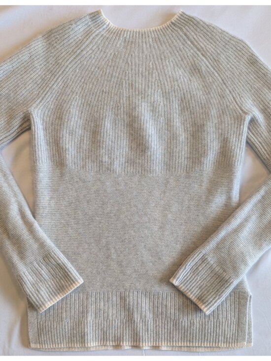 Boden Cashmere Light Gray Sweater Crew Neck Ribbed | S - Picture 4 of 6